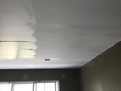 room ceiling with fresh paint applied